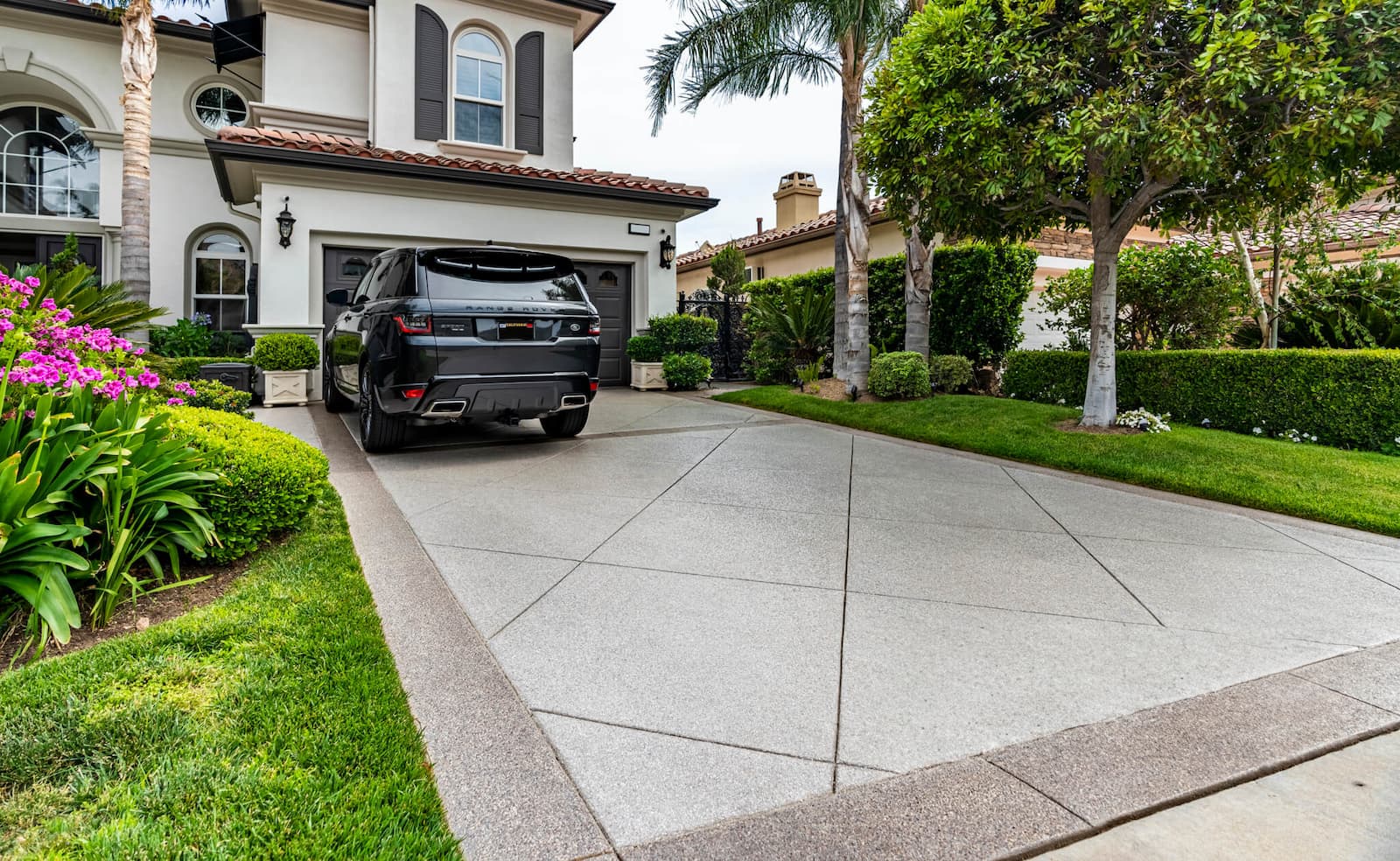 concrete coating applied to driveway